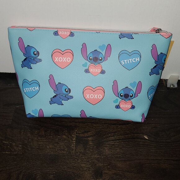 New Disney Lilo & Stitch Cosmetic Bag – Blue Travel Makeup Pouch - Picture 1 of 3